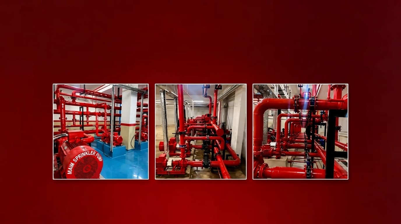 Fire Pump Room System with main electric, diesel standby and jockey booster pumps